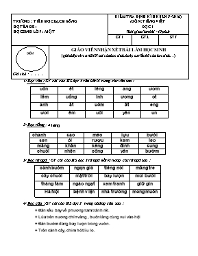 Đề kiểm tra định kỳ học kỳ I môn Tiếng Việt Lớp 1 - Năm học 2015-2016 - Trường Tiểu học Bạch Đằng (Có đáp án)
